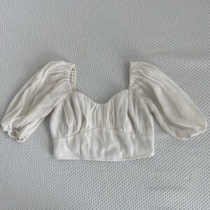 Abercrombie & Fitch Milk Maid White Puff Sleeve Crop Top Size XS